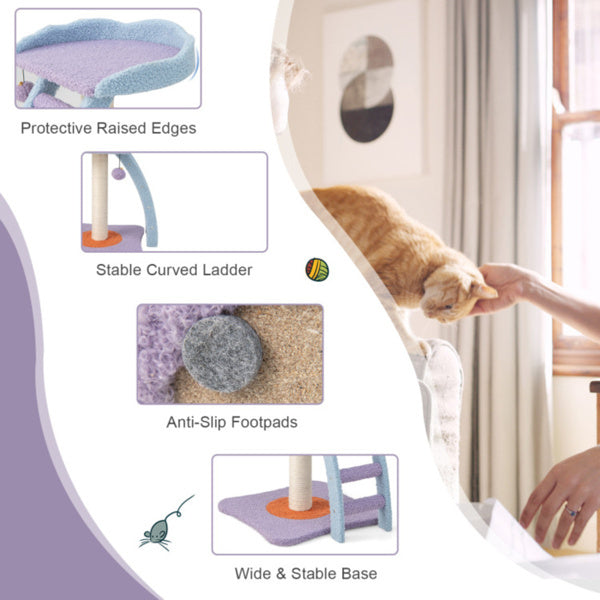 2-layer Cat Tree, Cat Climbing Frame, Plush Cat Tower And Ladder Shape