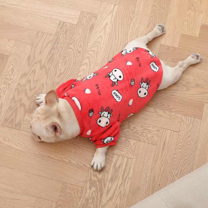 Fashion French Plush Pet Pajamas – Soft & Cozy Winter Sleepwear for Small Dogs & Cats