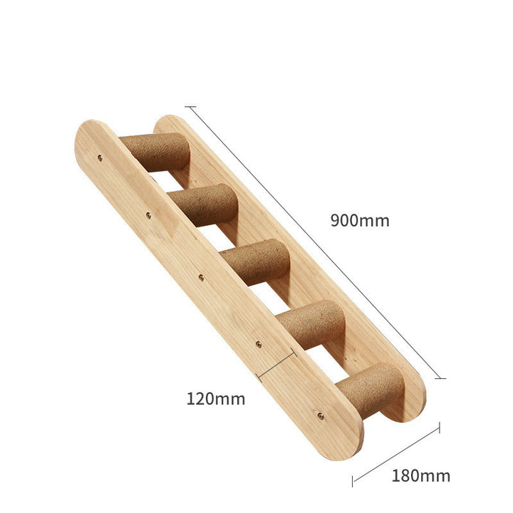 Wall-Mounted Solid Wood Cat Climbing Platform & Ladder