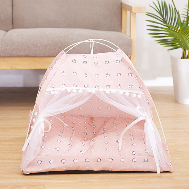 Semi-Enclosed Cat & Small Dog Bed – Cozy Cave Nest Pet House with Soft Cushion for Cats, Kittens & Puppies