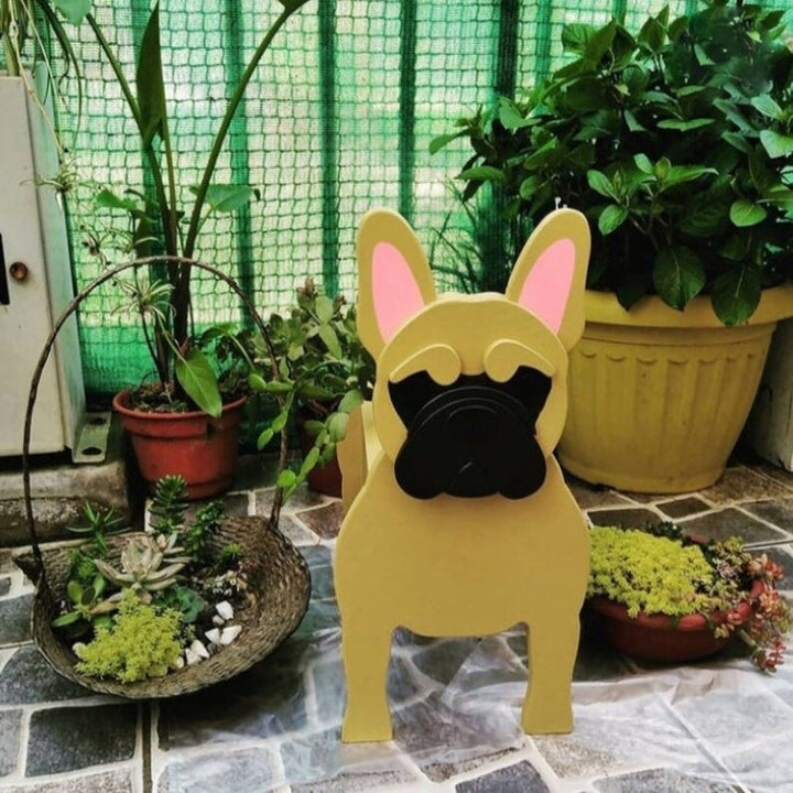 Cute Cartoon Dog Flower Pot – PVC Animal Garden Decoration & Planter Ornament