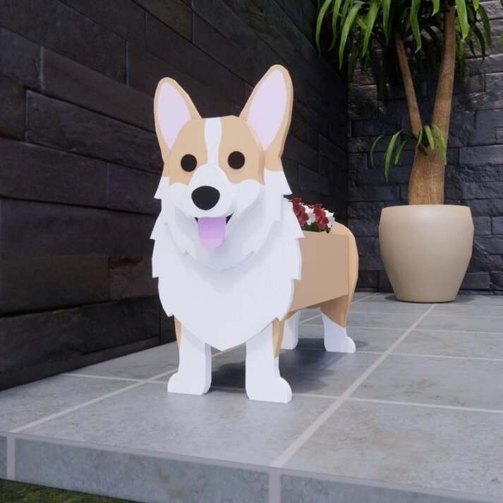 Cute Cartoon Dog Flower Pot – PVC Animal Garden Decoration & Planter Ornament