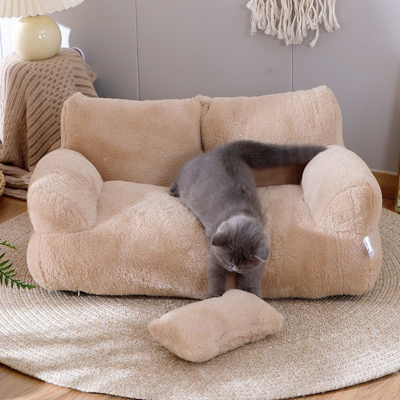 Luxury Cat Bed Sofa – Warm Plush Pet Nest for Cats & Small Dogs | Cozy Winter Puppy Bed