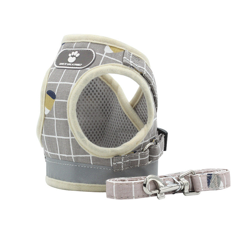 Plaid Dog Harness and Leash