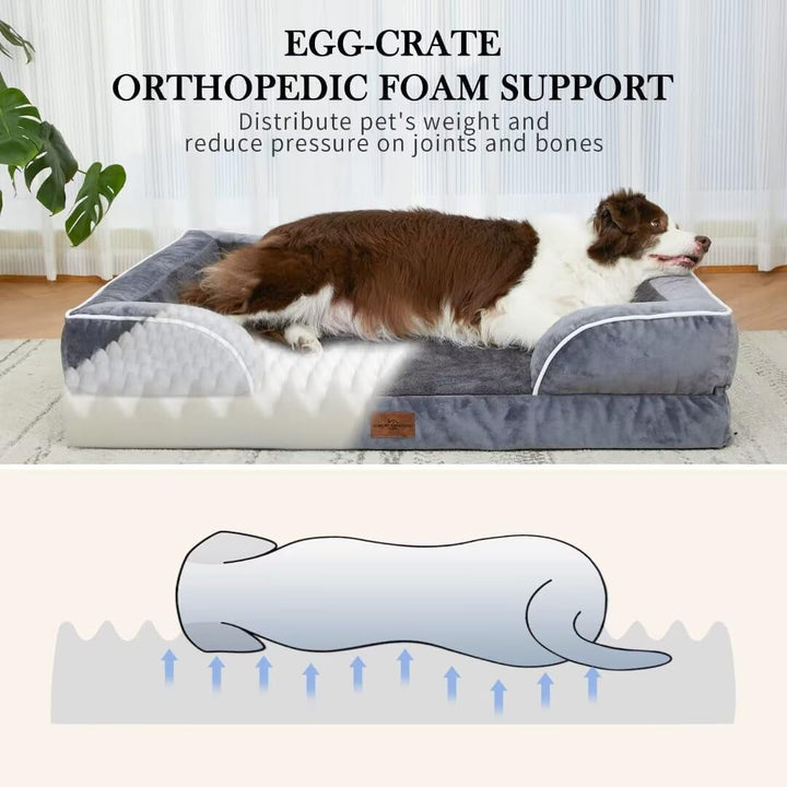Waterproof Orthopedic Foam Dog Beds, XXL Orthopedic Dog Bed for Extra Large Dogs, Washable Dog Sofa Bed with Removable Cover & Non-Slip Bottom(Xx-Large,Dark Grey)-2