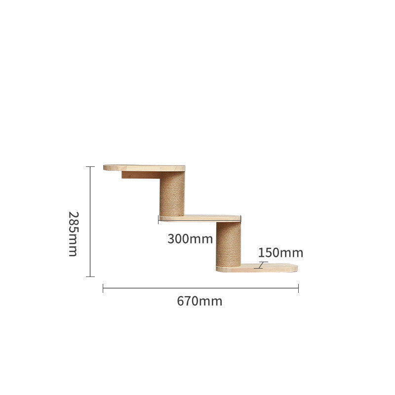 Wall-Mounted Solid Wood Cat Climbing Platform & Ladder