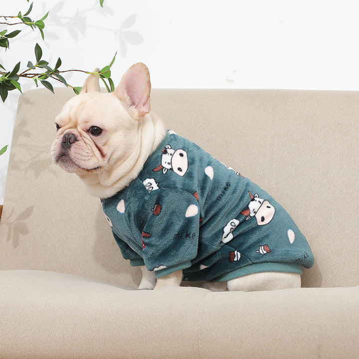 Fashion French Plush Pet Pajamas – Soft & Cozy Winter Sleepwear for Small Dogs & Cats