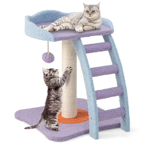 2-layer Cat Tree, Cat Climbing Frame, Plush Cat Tower And Ladder Shape