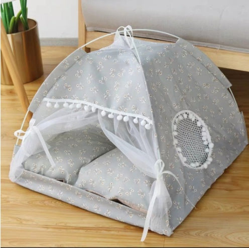 Semi-Enclosed Cat & Small Dog Bed – Cozy Cave Nest Pet House with Soft Cushion for Cats, Kittens & Puppies