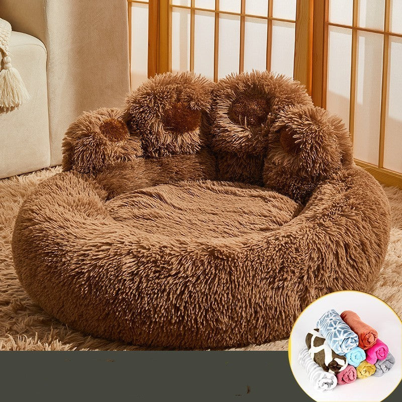 Warm Fleece-Lined Dog Bed Sofa – Cozy Kennel Mattress for Medium & Large Dogs | Soft Plush Pet Couch for Corgi, Golden Retriever & More