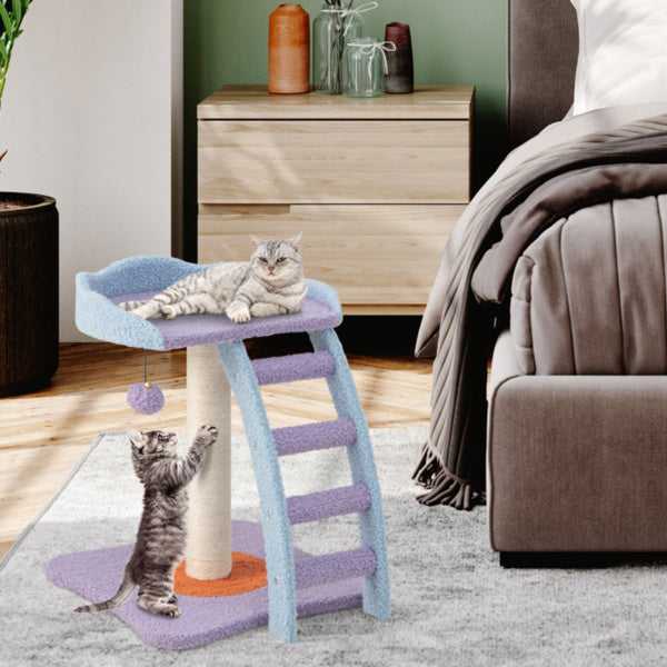 2-layer Cat Tree, Cat Climbing Frame, Plush Cat Tower And Ladder Shape