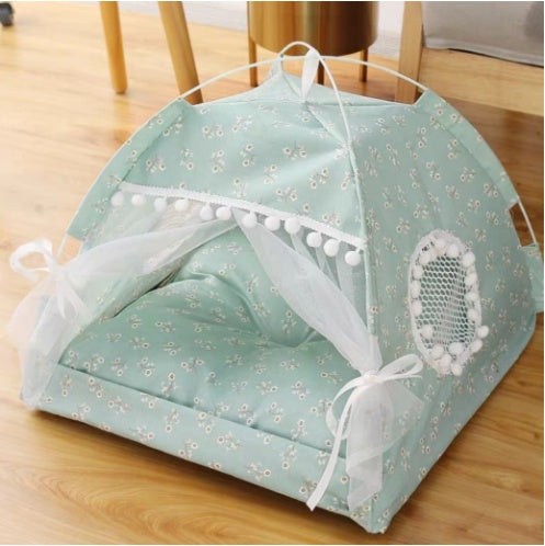 Semi-Enclosed Cat & Small Dog Bed – Cozy Cave Nest Pet House with Soft Cushion for Cats, Kittens & Puppies