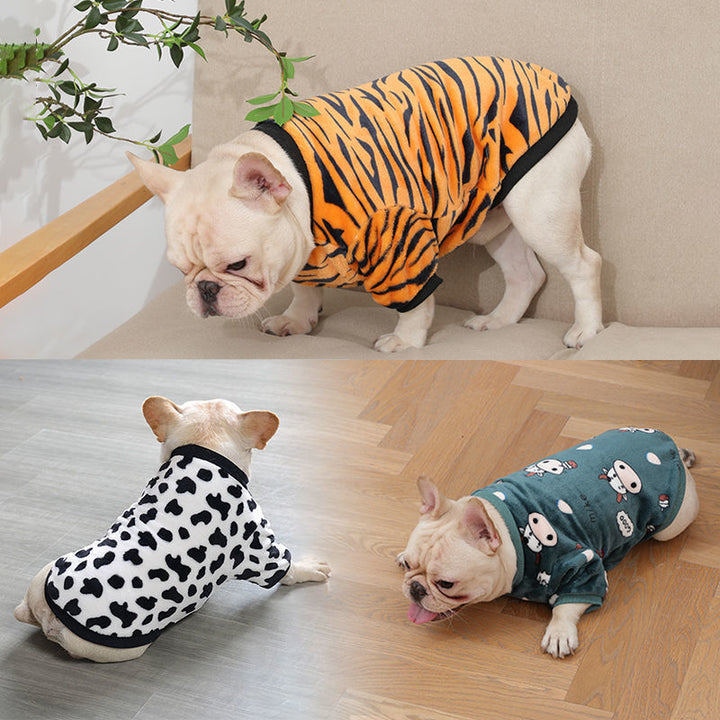 Fashion French Plush Pet Pajamas – Soft & Cozy Winter Sleepwear for Small Dogs & Cats