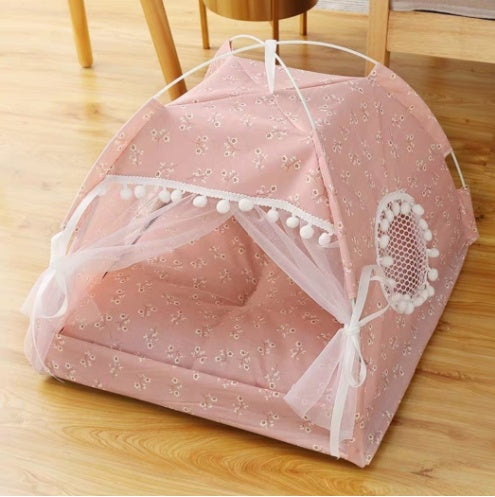 Semi-Enclosed Cat & Small Dog Bed – Cozy Cave Nest Pet House with Soft Cushion for Cats, Kittens & Puppies