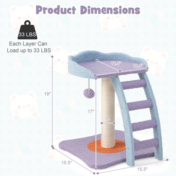 2-layer Cat Tree, Cat Climbing Frame, Plush Cat Tower And Ladder Shape