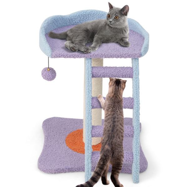 2-layer Cat Tree, Cat Climbing Frame, Plush Cat Tower And Ladder Shape
