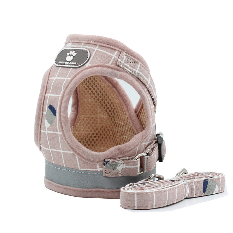 Plaid Dog Harness and Leash