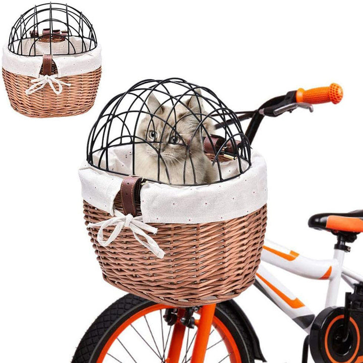 Cat & Dog Bicycle Wicker Handlebar Basket