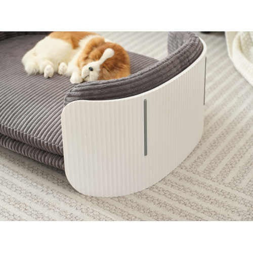 Scandinavian Pet Couch Bed – Elevated Pet Sofa with Removable Cover, Ideal for Cats, Puppies & Small Pets (White/Grey)