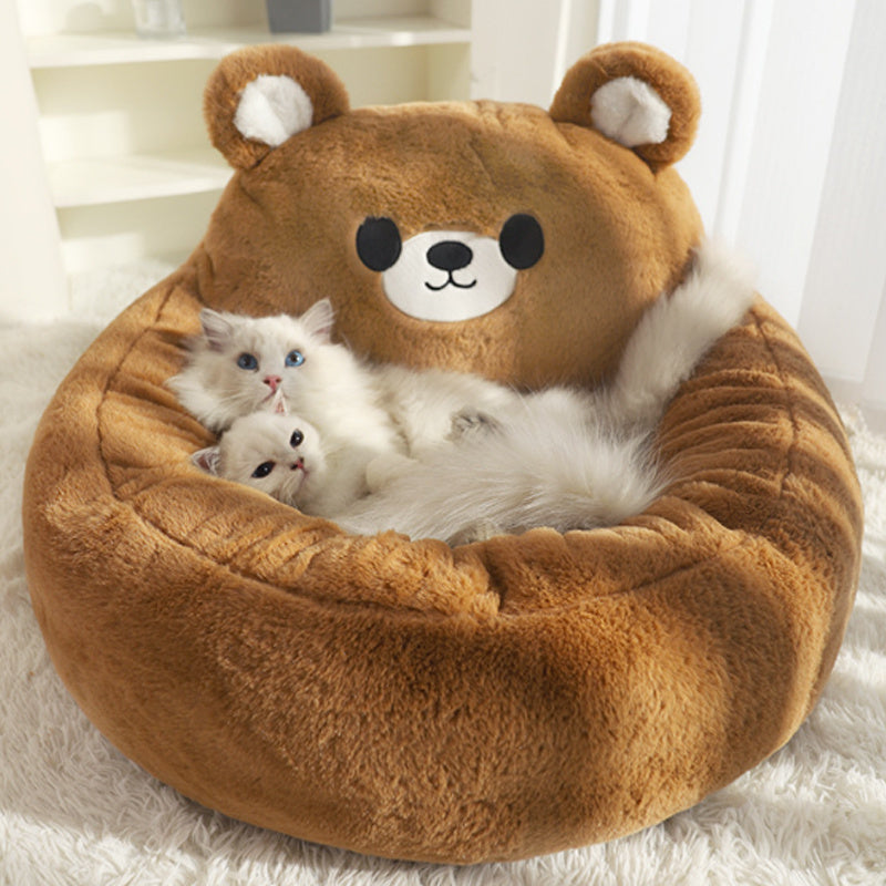 Cute Cat & Dog Bed Tent – Indoor Calming Plush Pet Cave with Removable Washable Cushion | Cozy Puppy & Kitten Bed