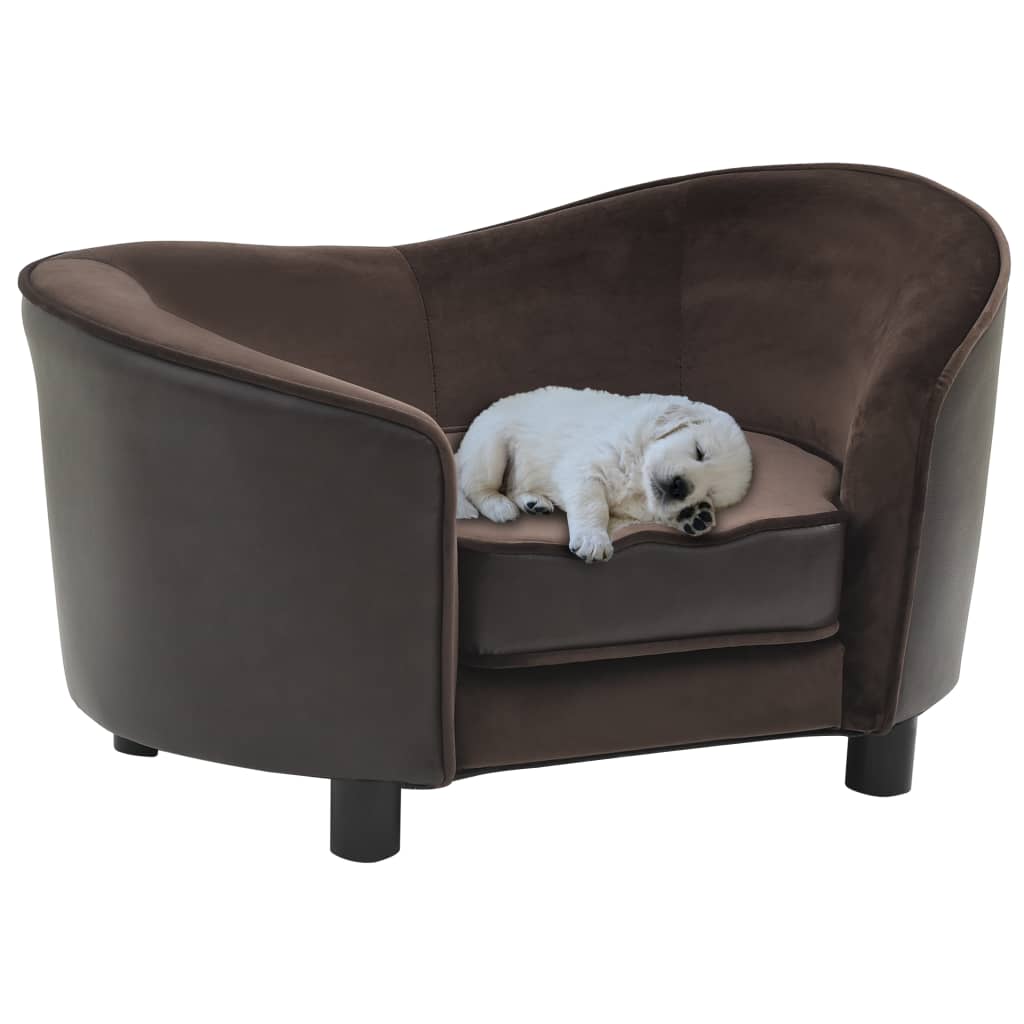 vidaXL Dog Sofa Puppy Couch Bed with Washable Cover Plush and Faux Leather-6