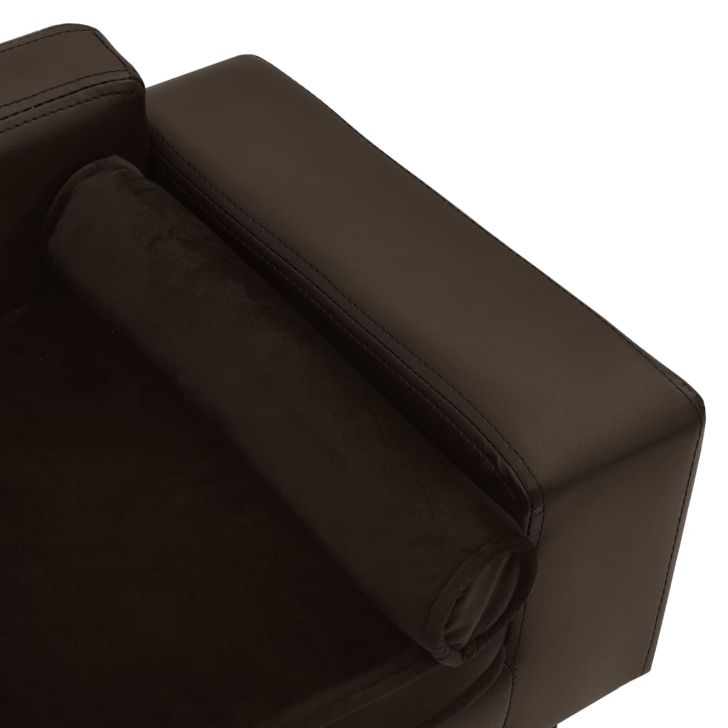 vidaXL Dog Sofa Puppy Couch Bed with Washable Cover Plush and Faux Leather-0