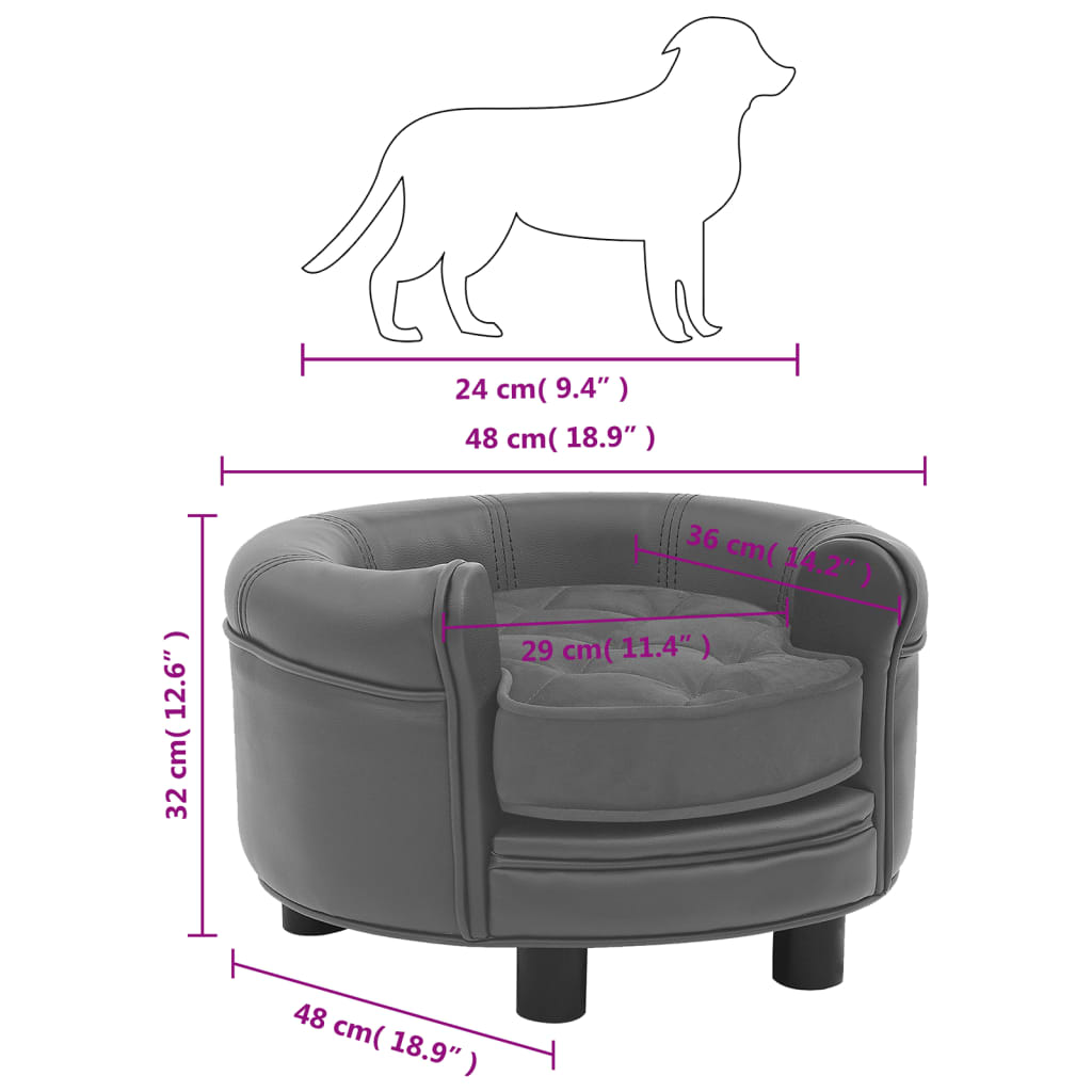 vidaXL Dog Sofa Puppy Couch Bed with Washable Cover Plush and Faux Leather-2