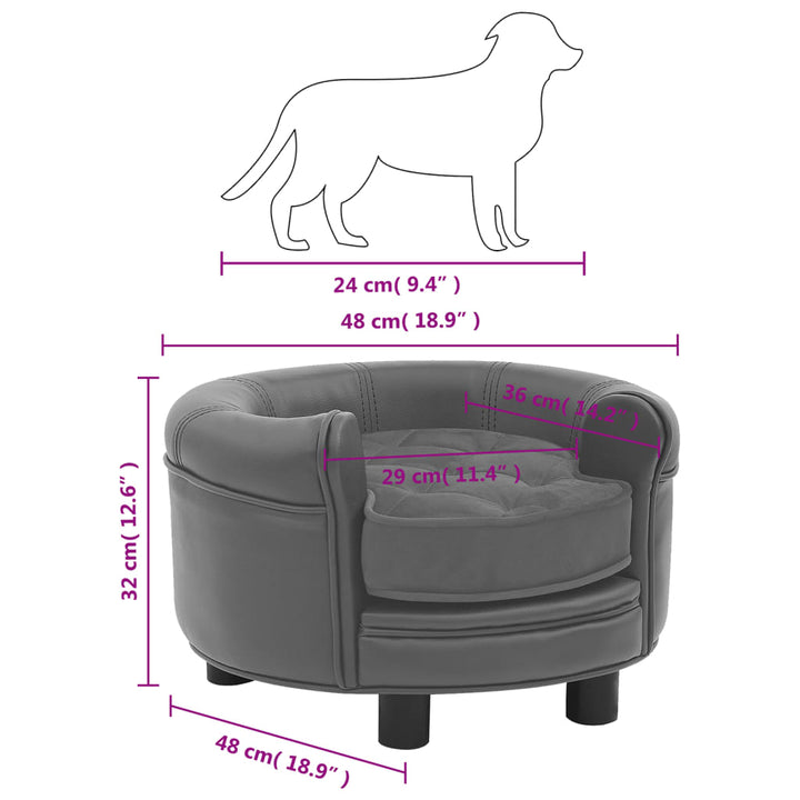 vidaXL Dog Sofa Puppy Couch Bed with Washable Cover Plush and Faux Leather-2