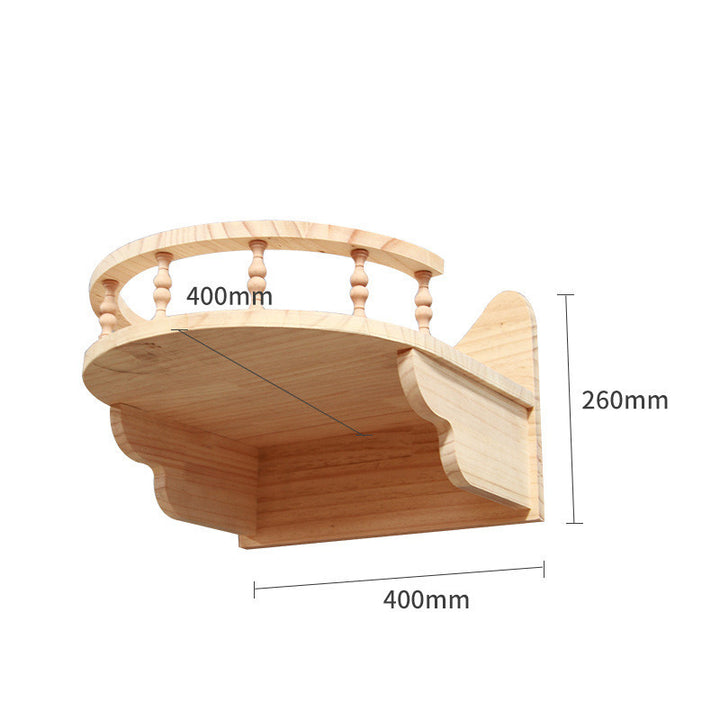 Wall-Mounted Solid Wood Cat Climbing Platform & Ladder