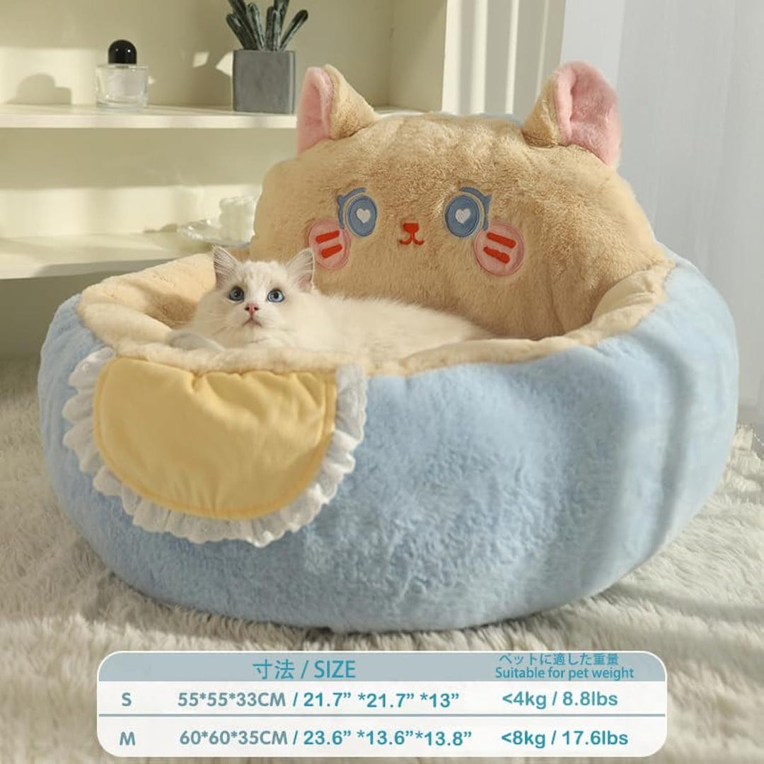 Cute Cat & Dog Bed Tent – Indoor Calming Plush Pet Cave with Removable Washable Cushion | Cozy Puppy & Kitten Bed