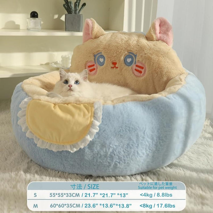 Cute Cat & Dog Bed Tent – Indoor Calming Plush Pet Cave with Removable Washable Cushion | Cozy Puppy & Kitten Bed