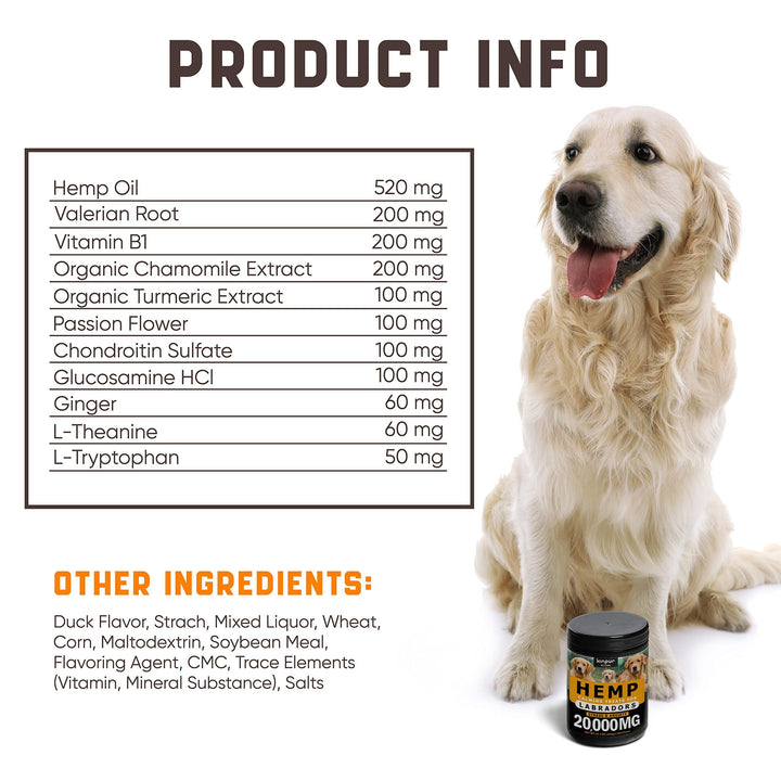 Calming Chews for Labrador Dogs with Valerian Root and Hemp Oil   Aid