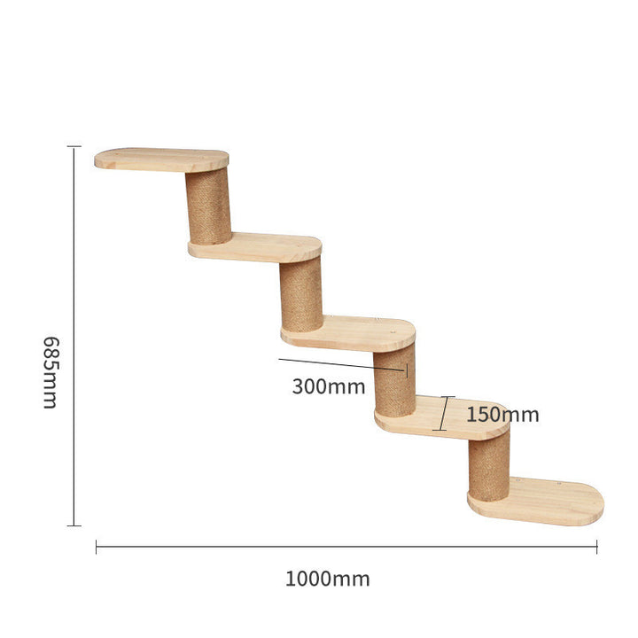 Wall-Mounted Solid Wood Cat Climbing Platform & Ladder