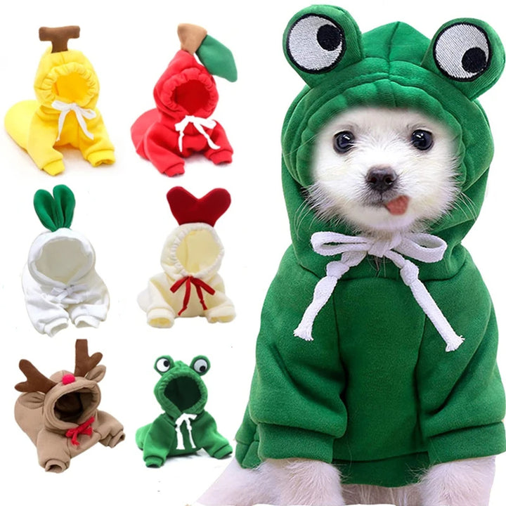 Cute Fruit Dog Hoodie – Warm Fleece Winter Clothes for Small Dogs, Cats, Chihuahua & Puppy Outfits