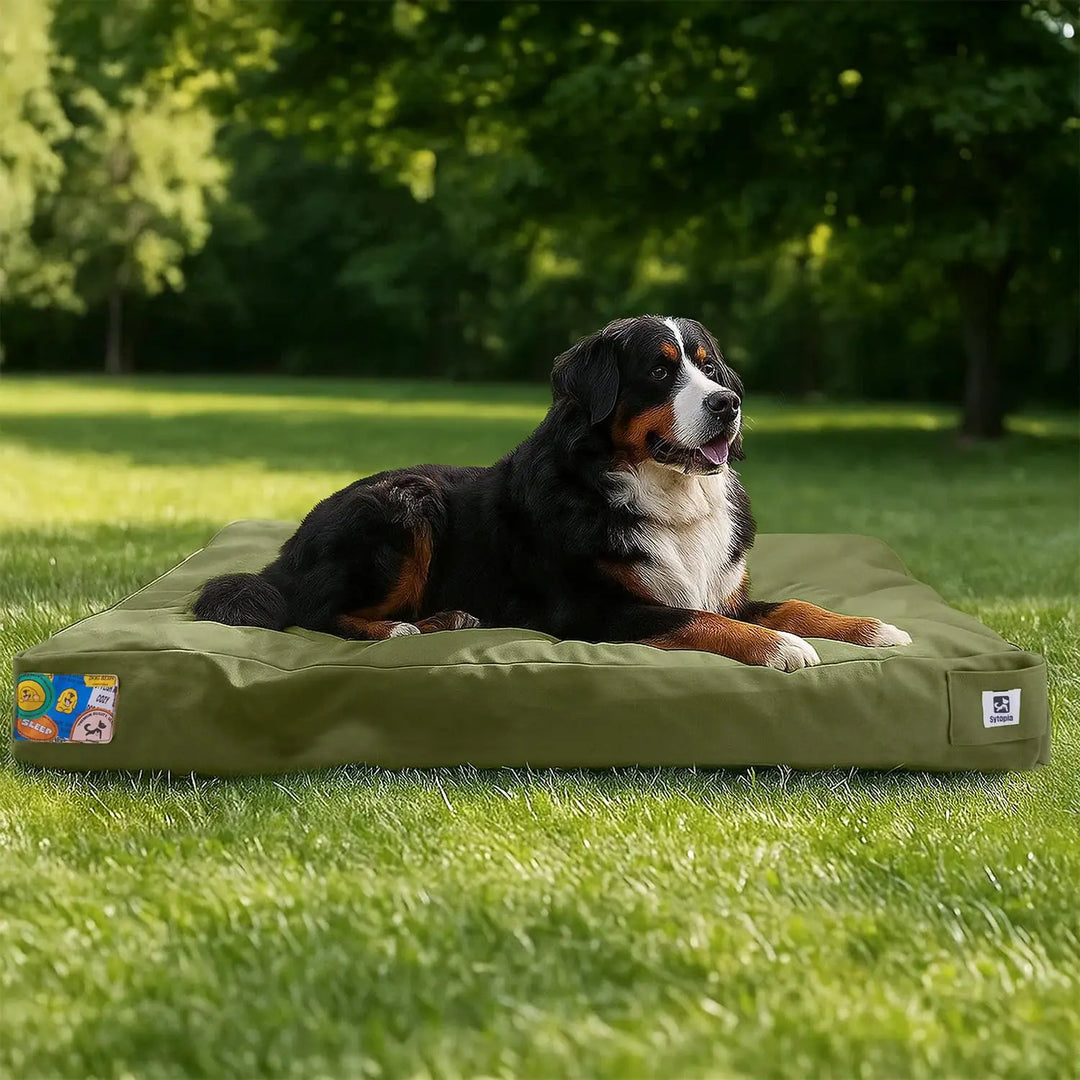 42 Inch Green Canvas Dog Bed with Removable Cover