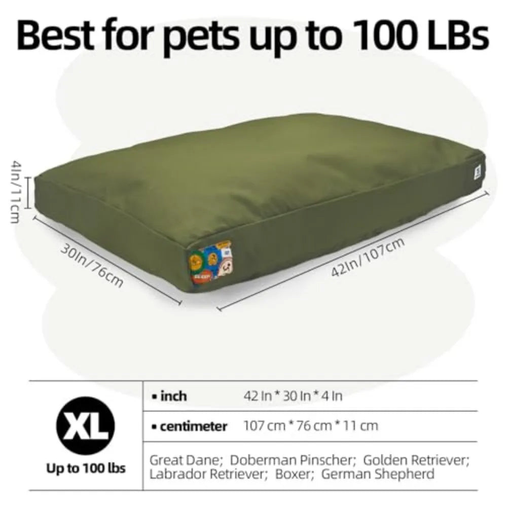 42 Inch Green Canvas Dog Bed with Removable Cover