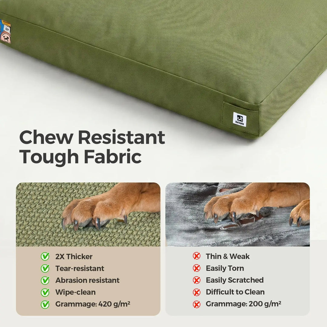 42 Inch Green Canvas Dog Bed with Removable Cover