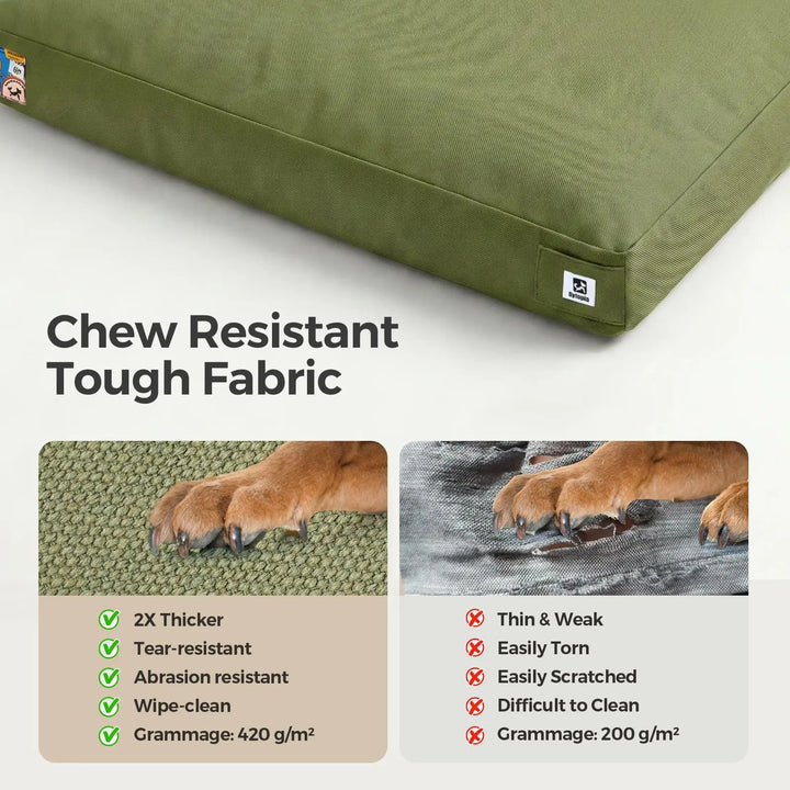 42 Inch Green Canvas Dog Bed with Removable Cover