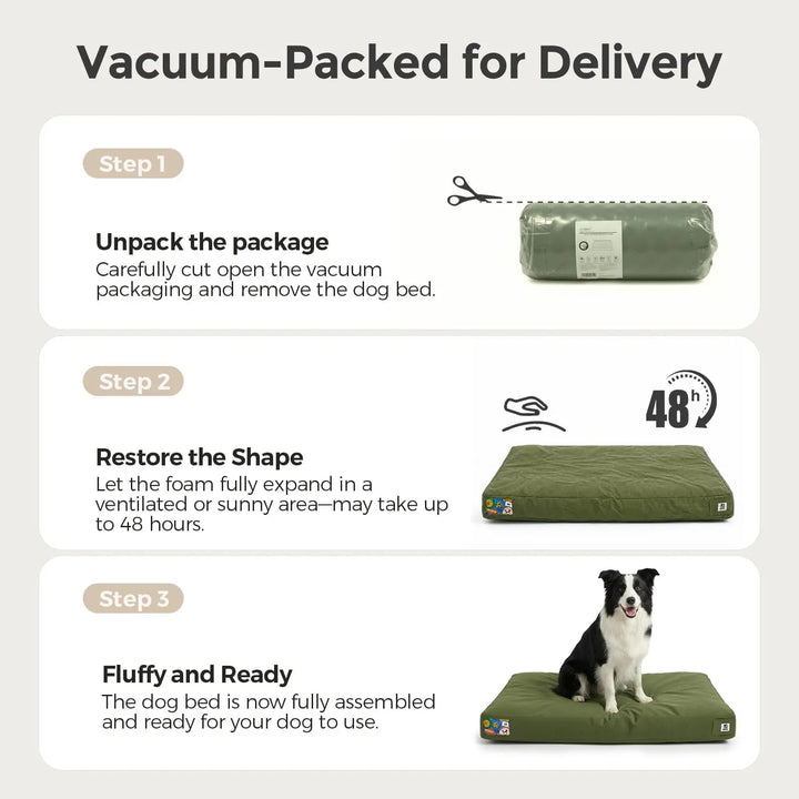 42 Inch Green Canvas Dog Bed with Removable Cover