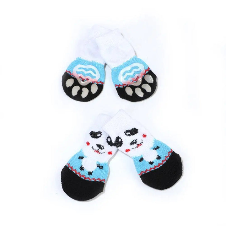 **4pcs Warm Anti-Slip Knit Pet Socks for Small Dogs**