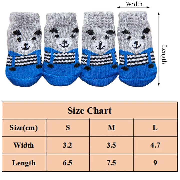 **4pcs Warm Anti-Slip Knit Pet Socks for Small Dogs**