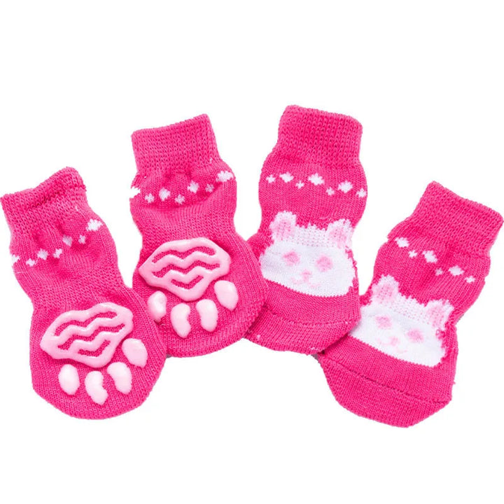 **4pcs Warm Anti-Slip Knit Pet Socks for Small Dogs**