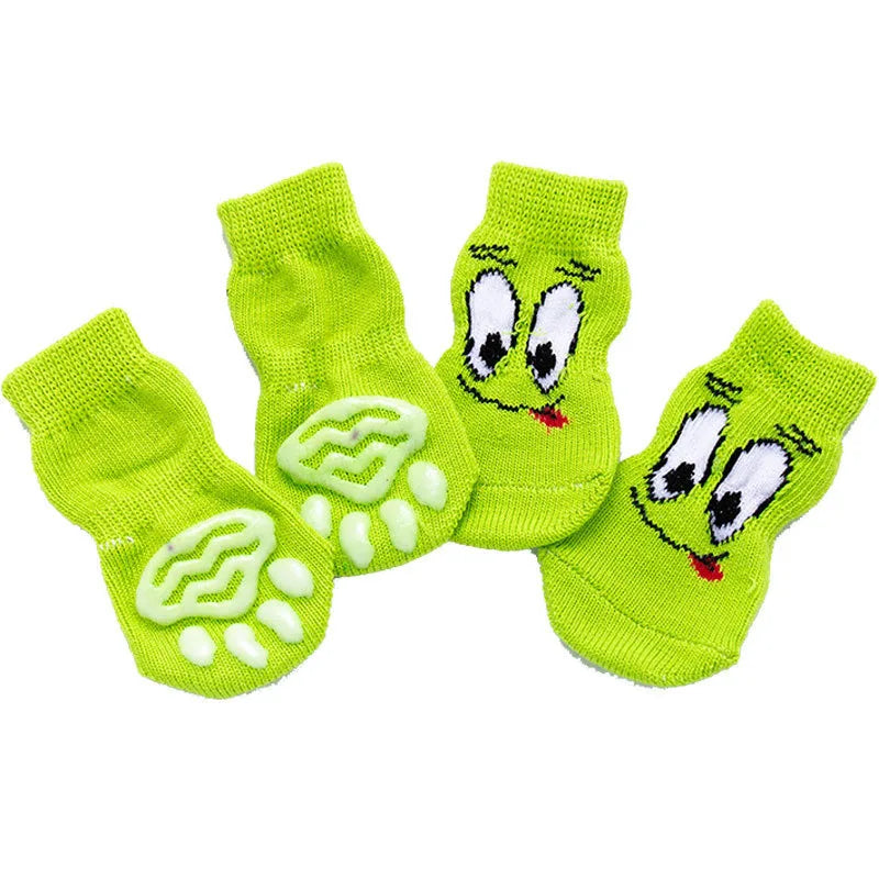 **4pcs Warm Anti-Slip Knit Pet Socks for Small Dogs**