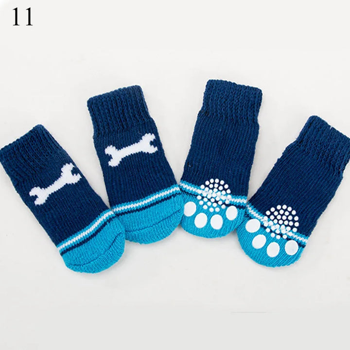 **4pcs Warm Anti-Slip Knit Pet Socks for Small Dogs**