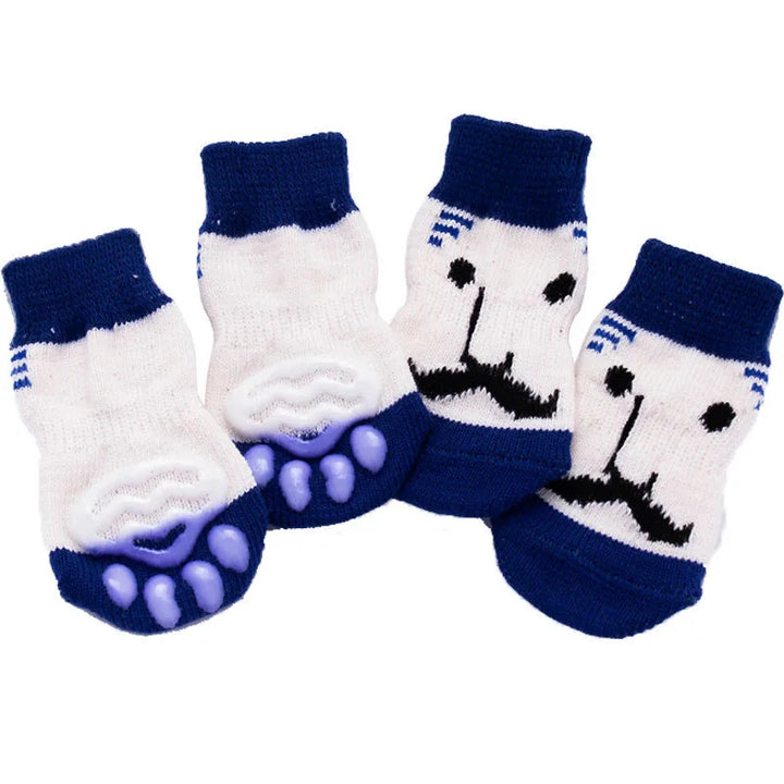 **4pcs Warm Anti-Slip Knit Pet Socks for Small Dogs**