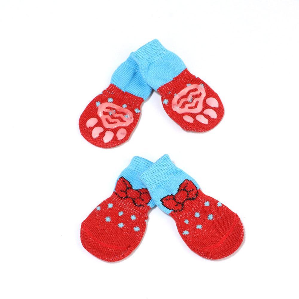 4pcs Anti Slip Warm Knit Pet Socks