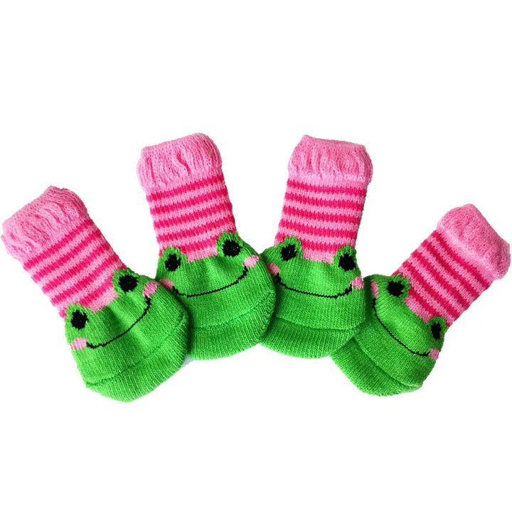 **4pcs Warm Anti-Slip Knit Pet Socks for Small Dogs**