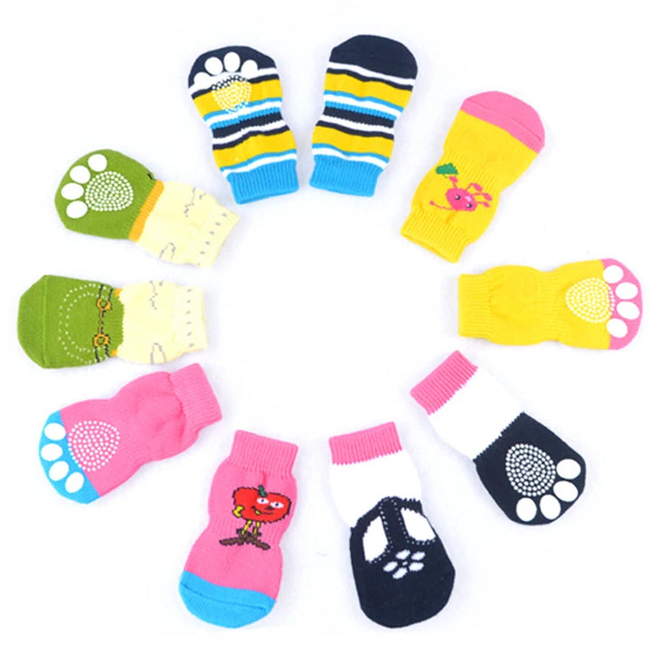 **4pcs Warm Anti-Slip Knit Pet Socks for Small Dogs**