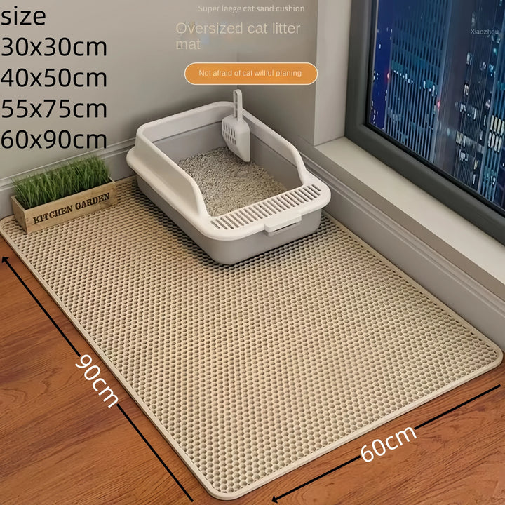 Large Waterproof Cat Litter Mat – Double Layer, Non-Slip, Washable Pad for Litter Boxes