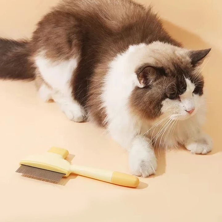 Yellow Self-Cleaning Slicker Brush for Dogs and Cats